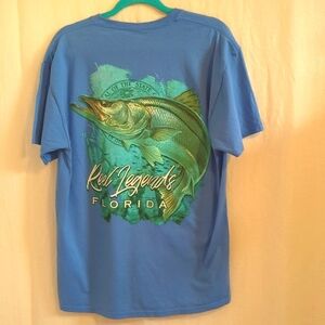 Reel Legends Blue Graphic Tee Shirt Large